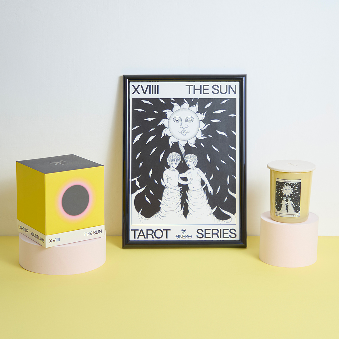bundle of the particular scented candle aneke the sun with poster and candle cover