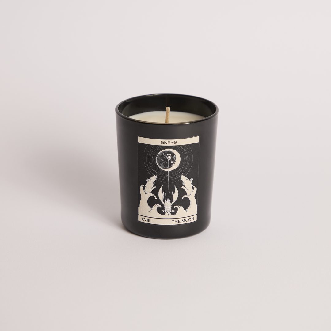 aneke decorative scented candle with tarot card and the moon candle cover