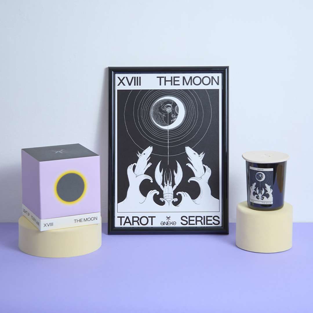 bundle della candela profumata particolare aneke the moon con poster e copri candela