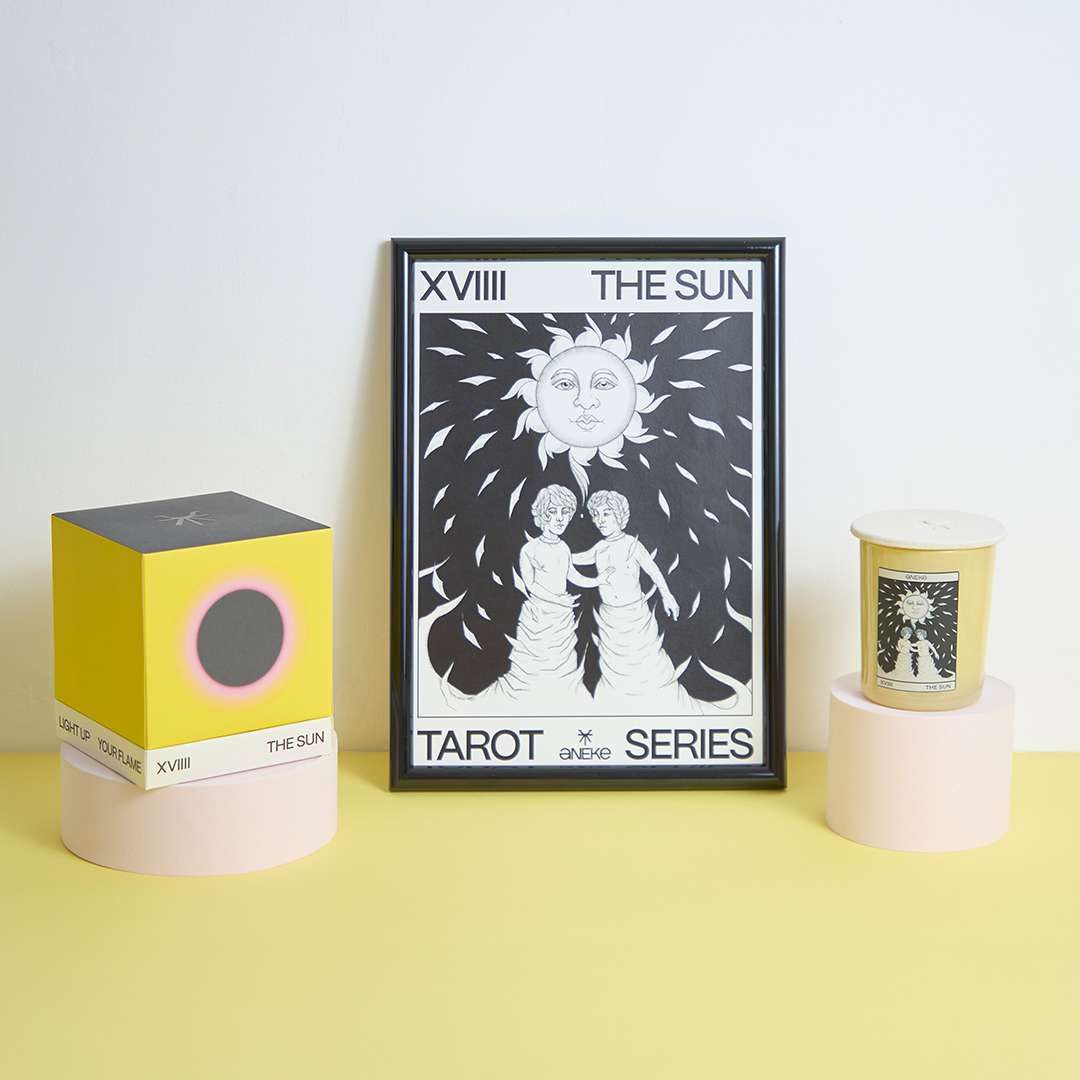 bundle della candela profumata particolare aneke the sun con poster e copri candela